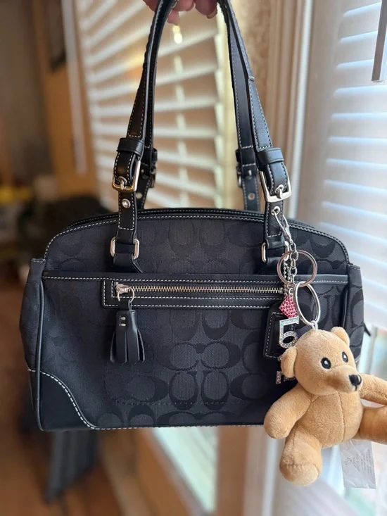 Coach Black Signature Satchel (or Boston Bag - Picture 11 of 12